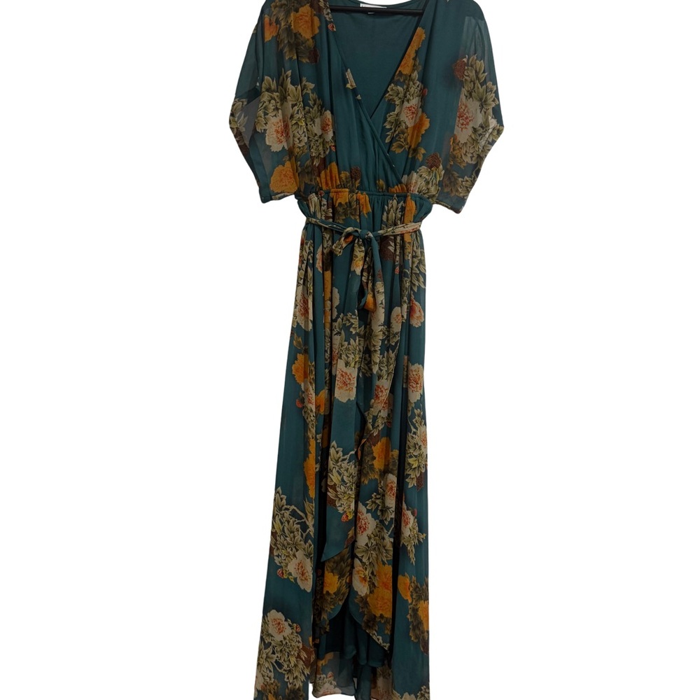 Baltic Born Teal and Orange Floral Maxi Dress
